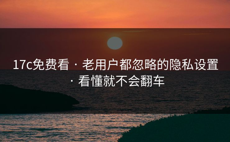 17c免费看 · 老用户都忽略的隐私设置 · 看懂就不会翻车